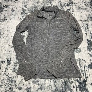 Nike Dri-Fit Women's 1/4 Zip Pullover Running Top Long Sleeve Grey Size Small